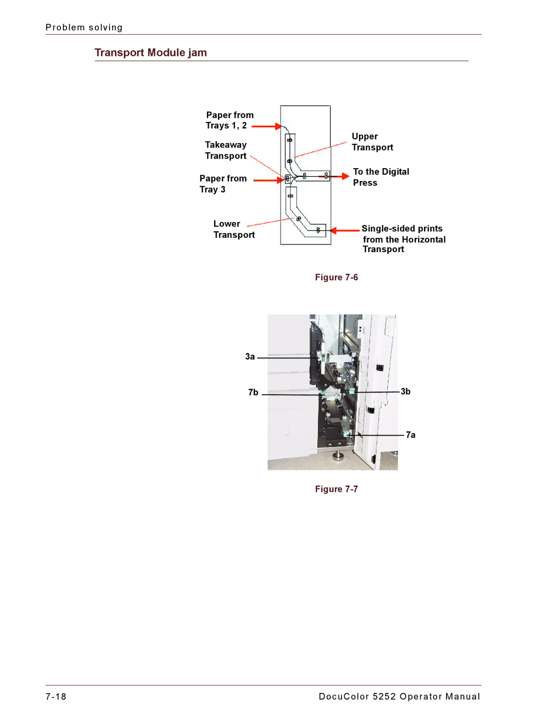 Xerox 5252 manual Transport Module jam 