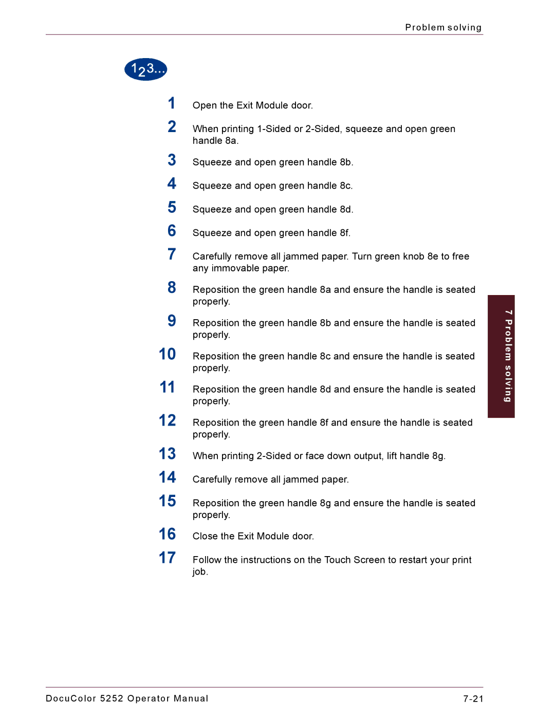 Xerox 5252 manual Problem solving 