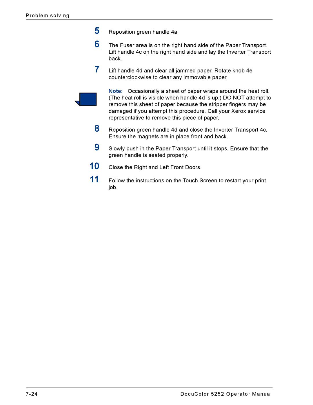 Xerox 5252 manual Problem solving 