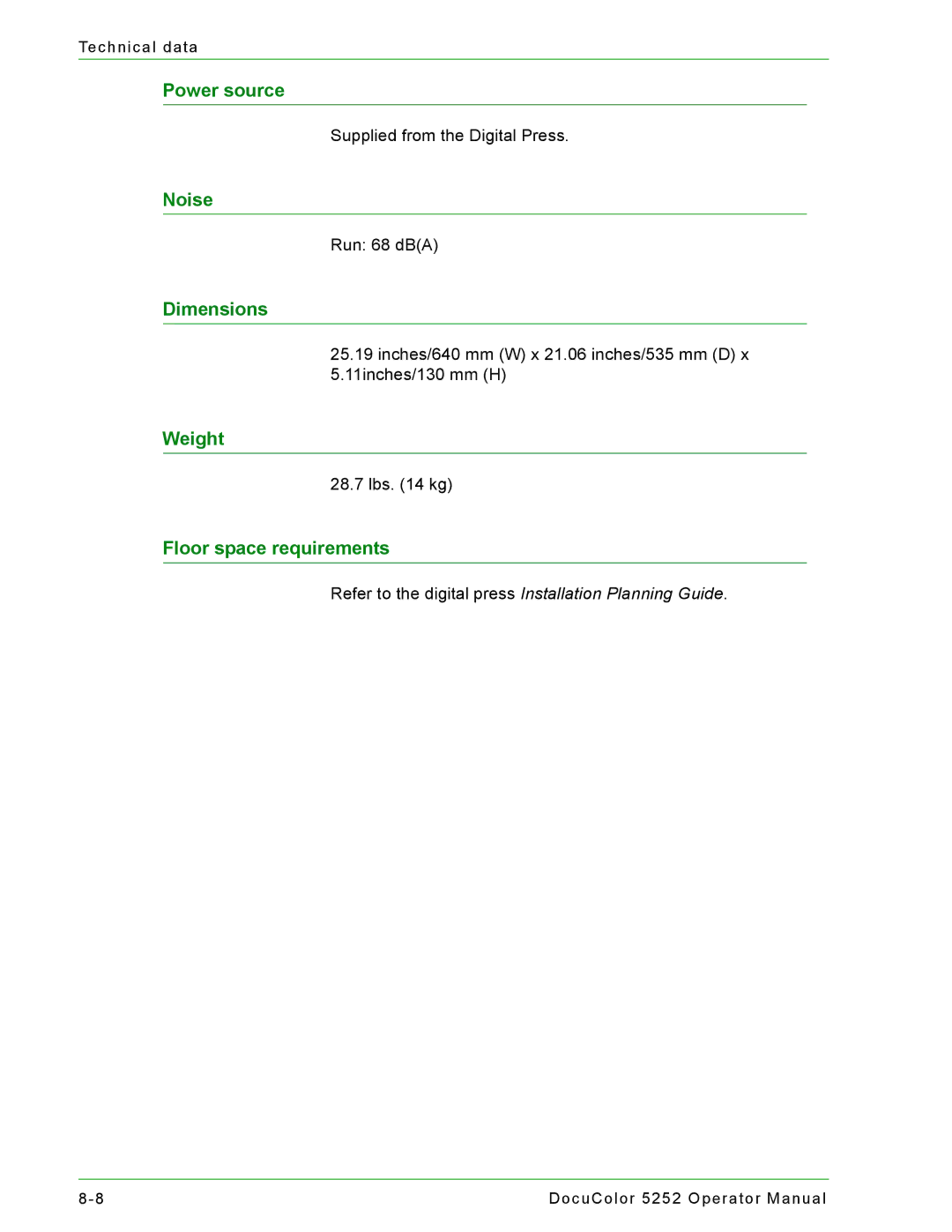 Xerox 5252 manual Power source 