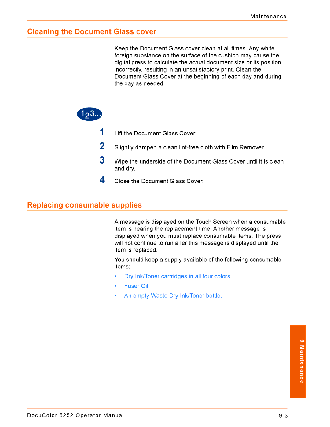 Xerox 5252 manual Maintenance 