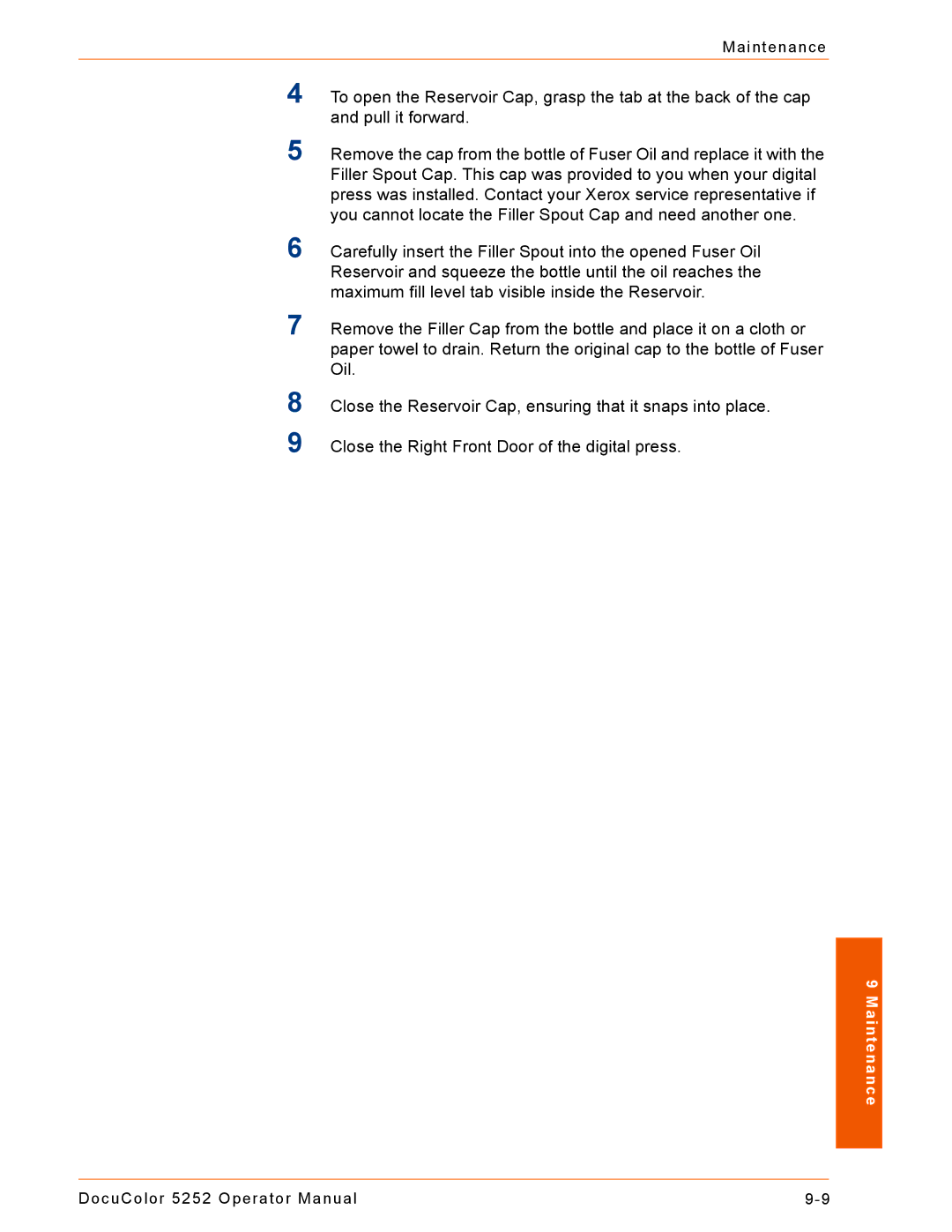 Xerox 5252 manual Maintenance 