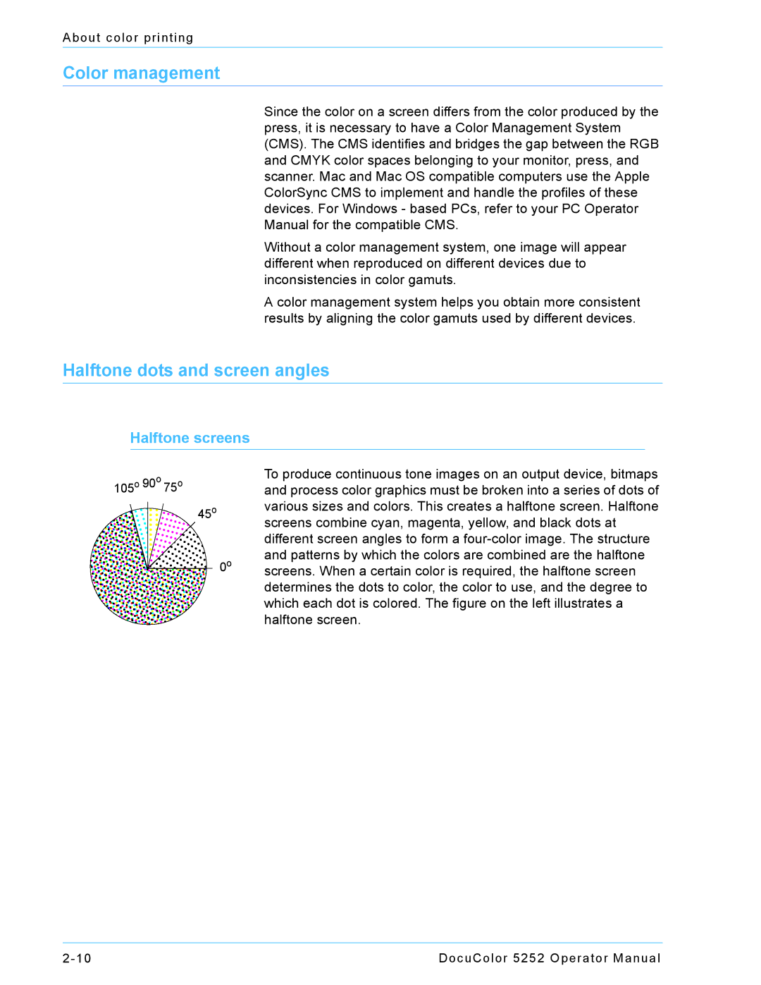 Xerox 5252 manual Color management 