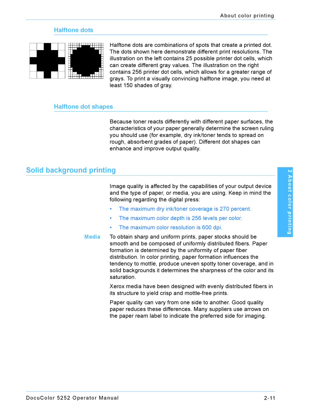 Xerox 5252 manual Solid background printing 