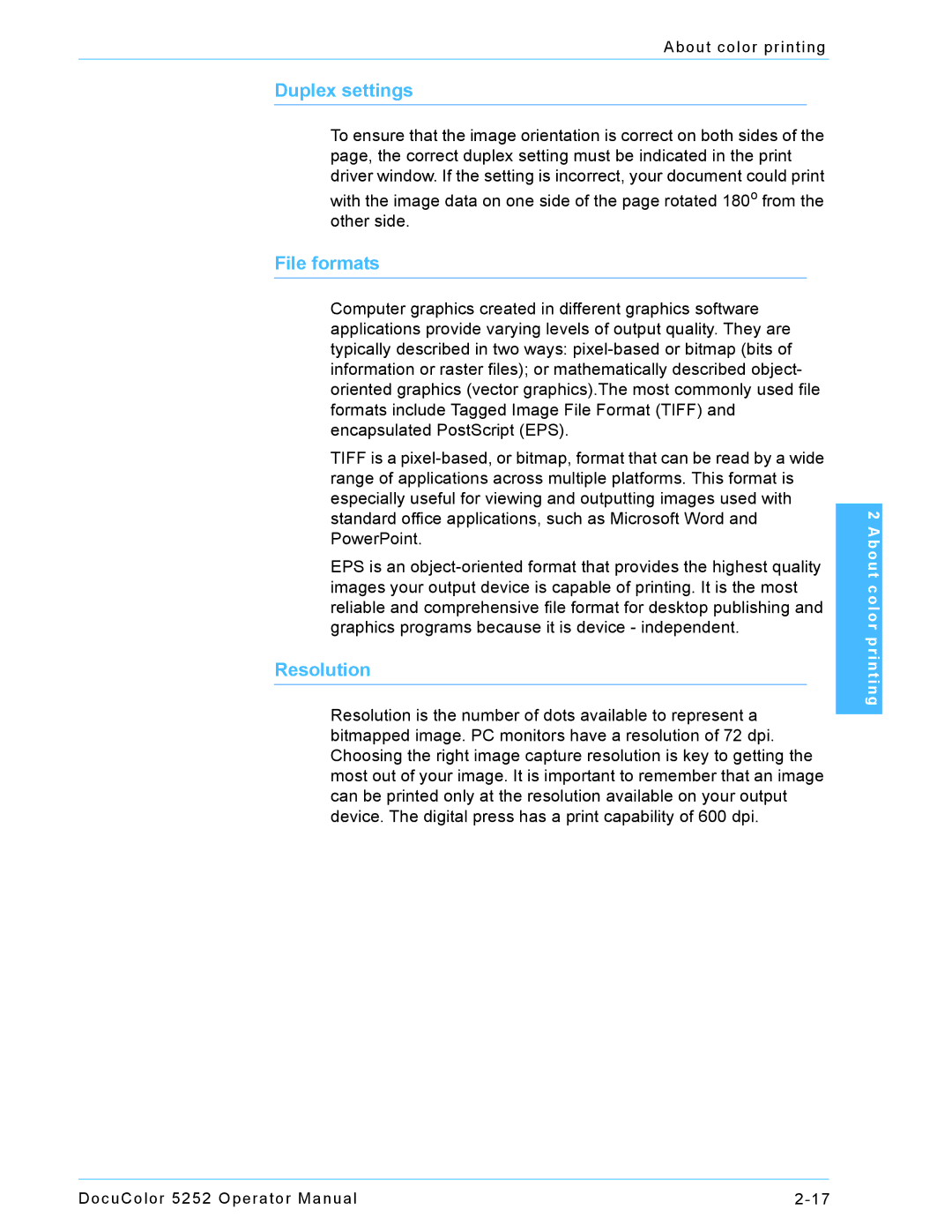 Xerox 5252 manual Duplex settings 