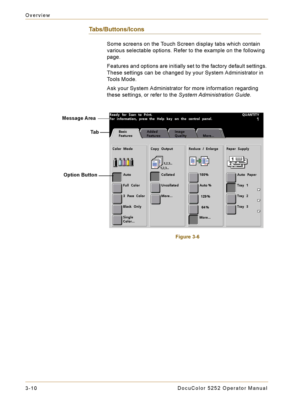 Xerox 5252 manual Tabs/Buttons/Icons 