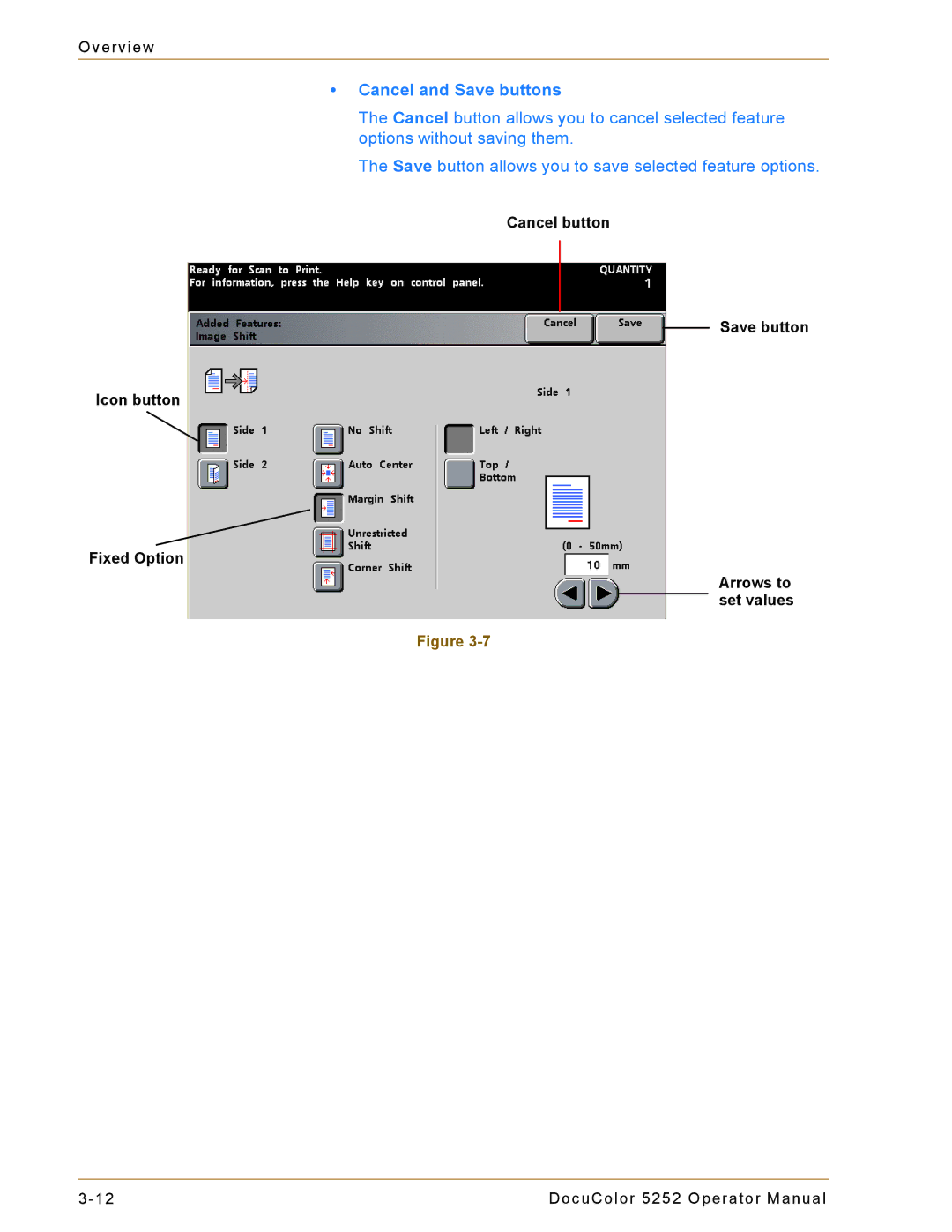 Xerox 5252 manual Cancel and Save buttons 