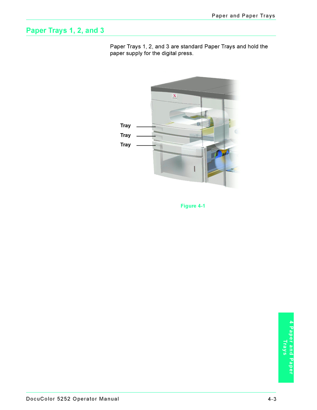 Xerox 5252 manual Paper Trays 1, 2 