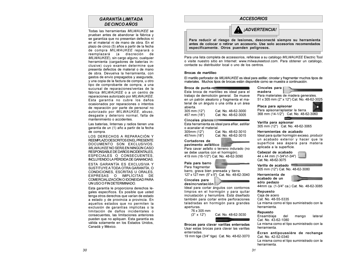 Xerox 5335 manual Garantía Limitada DE Cinco Años, Accesorios ¡ADVERTENCIA 