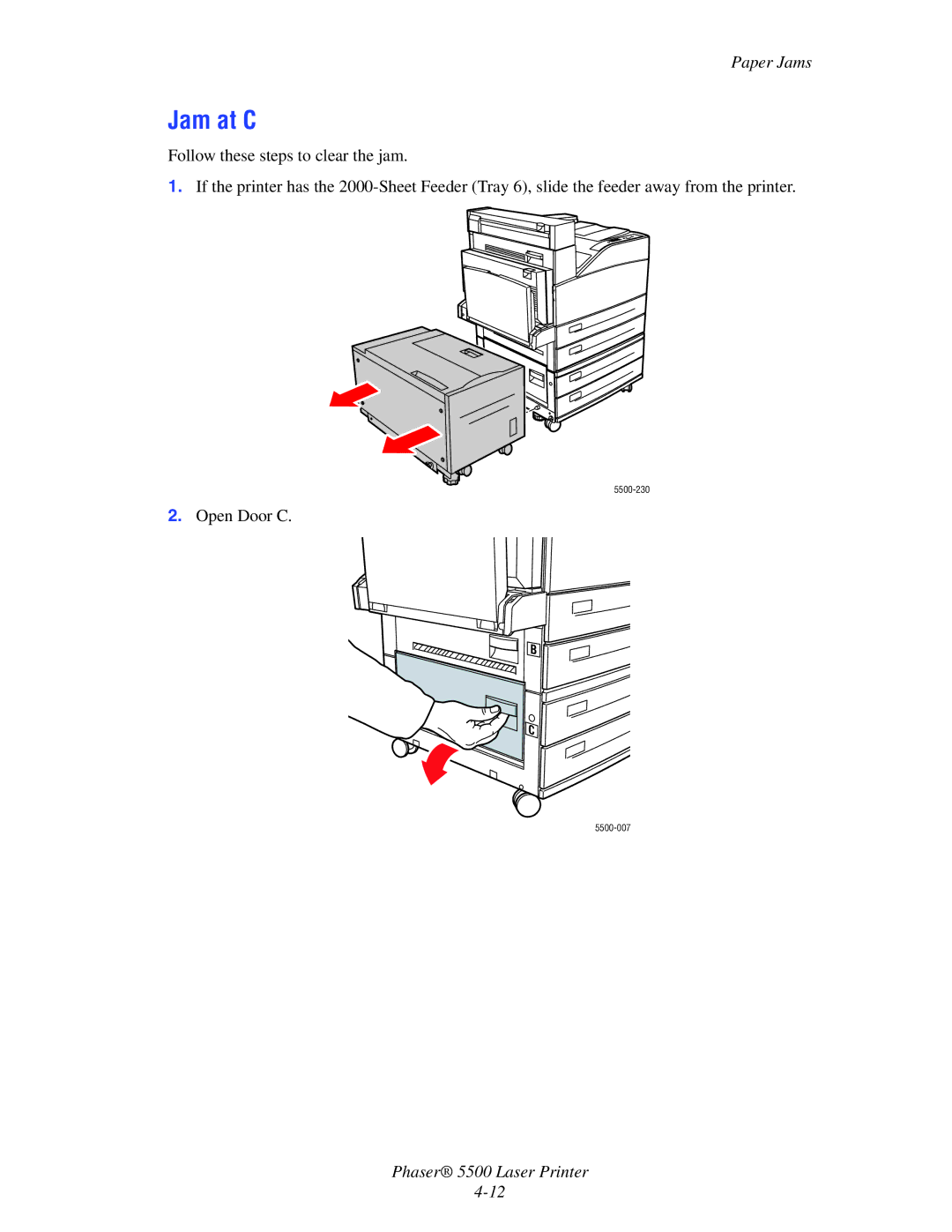 Xerox 5500 manual Jam at C 