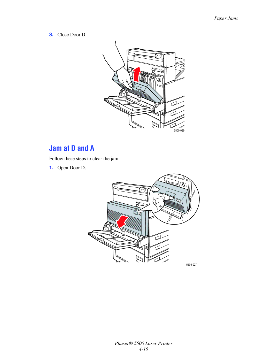 Xerox 5500 manual Jam at D and a 