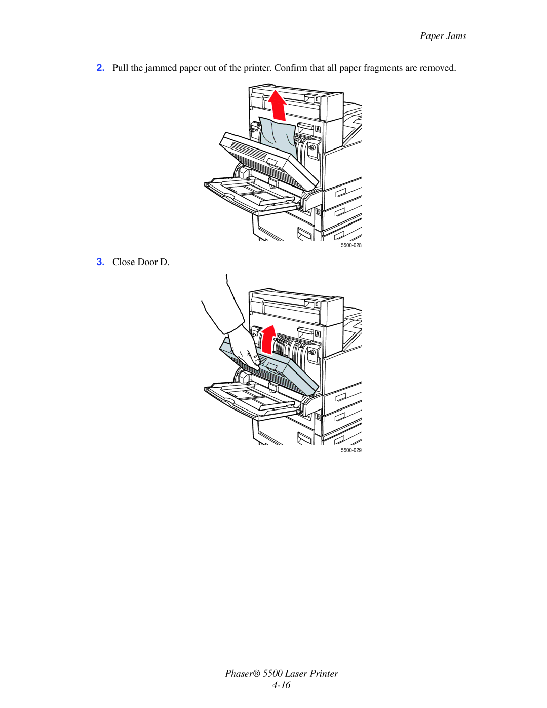 Xerox 5500 manual Paper Jams 