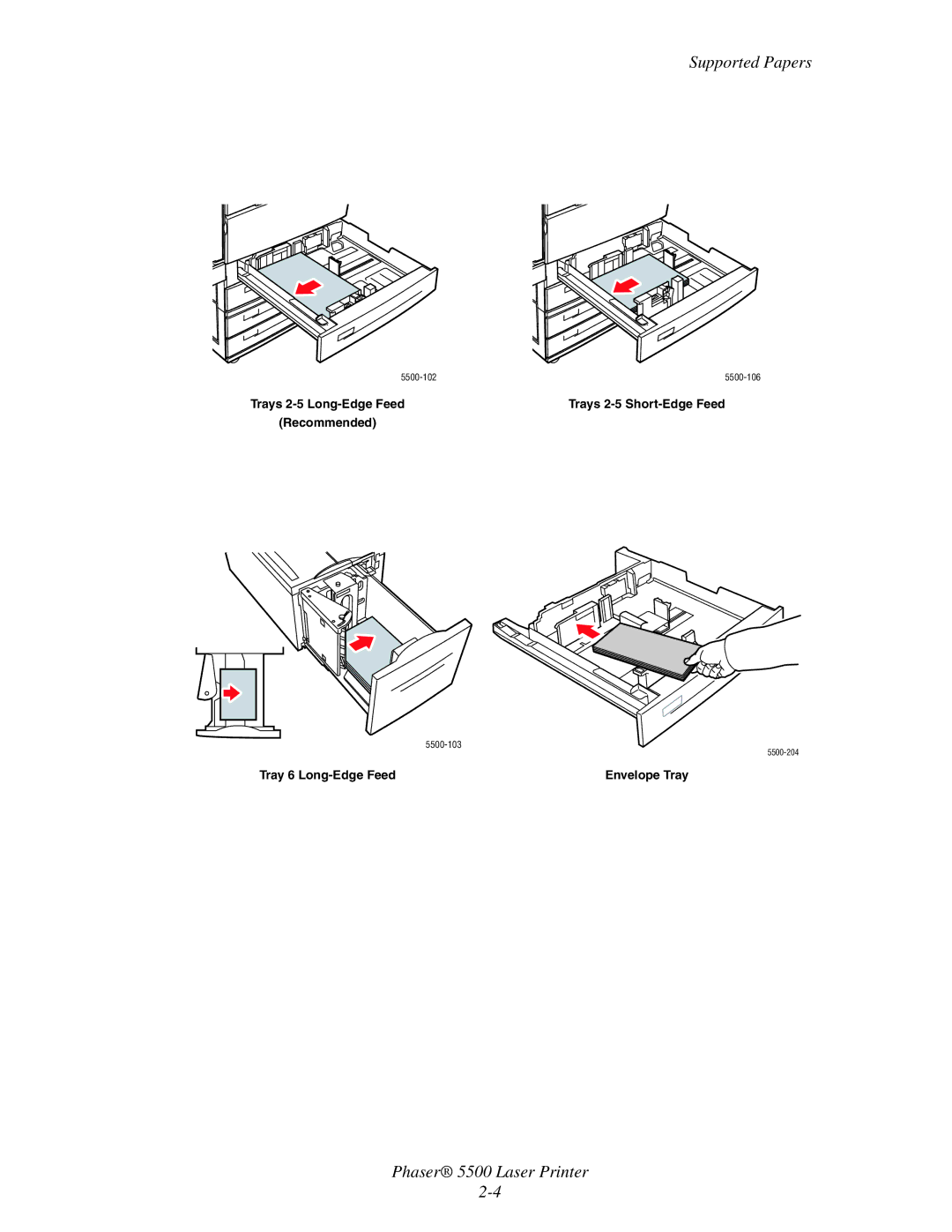 Xerox 5500 manual Tray 6 Long-Edge Feed 