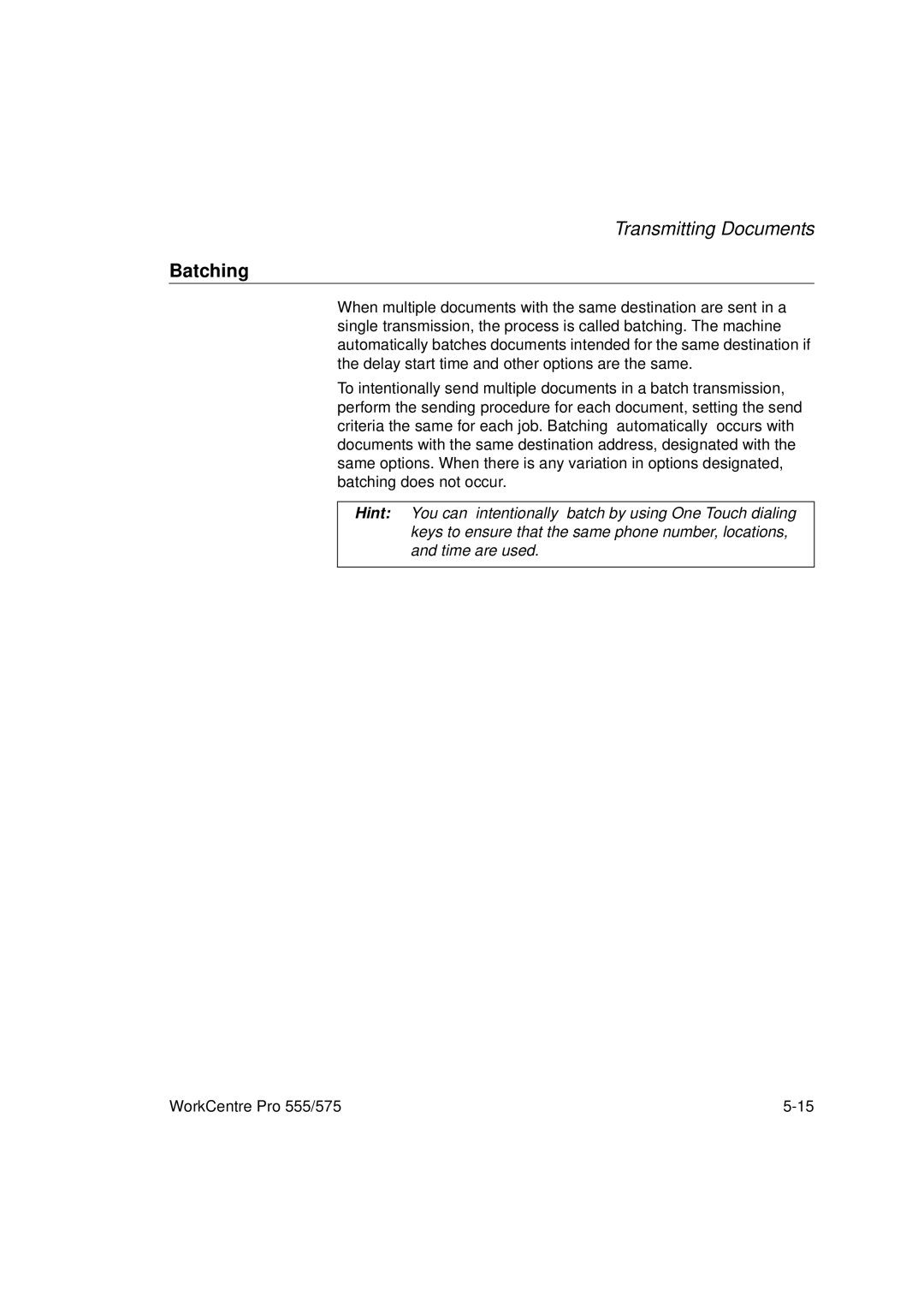 Xerox 575, 555 manual Batching 