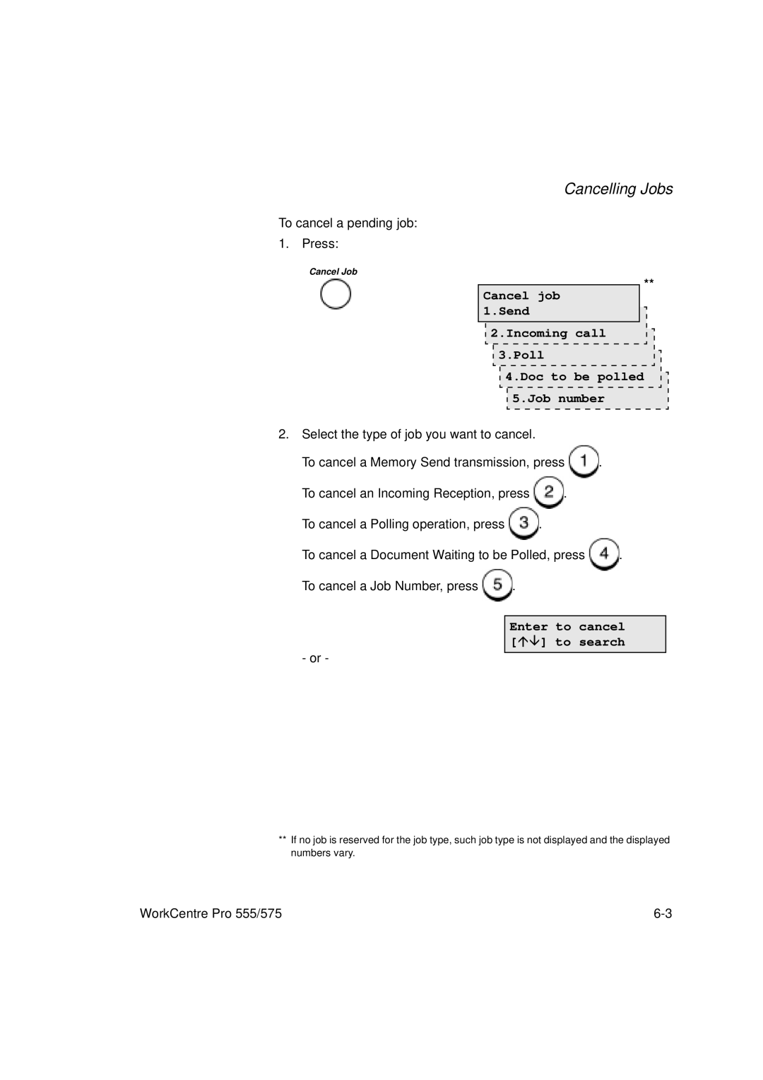 Xerox 575, 555 manual Enter to cancel, ⊃⊇ to search 