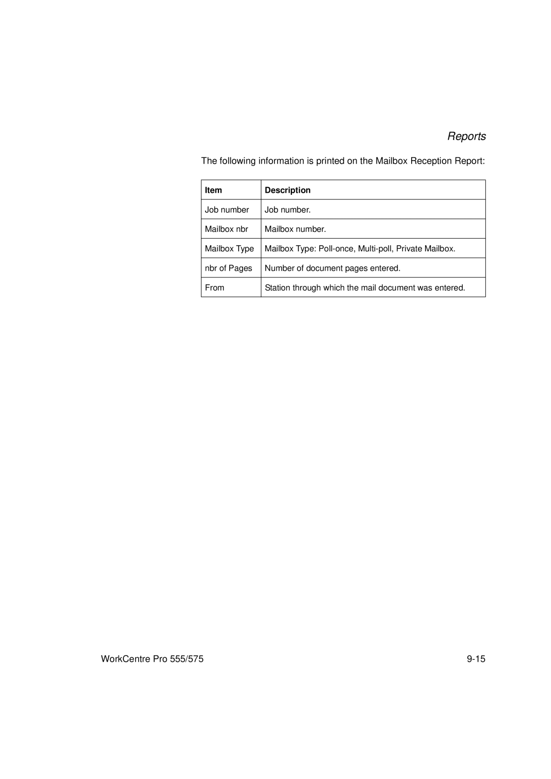 Xerox 575, 555 manual Reports 