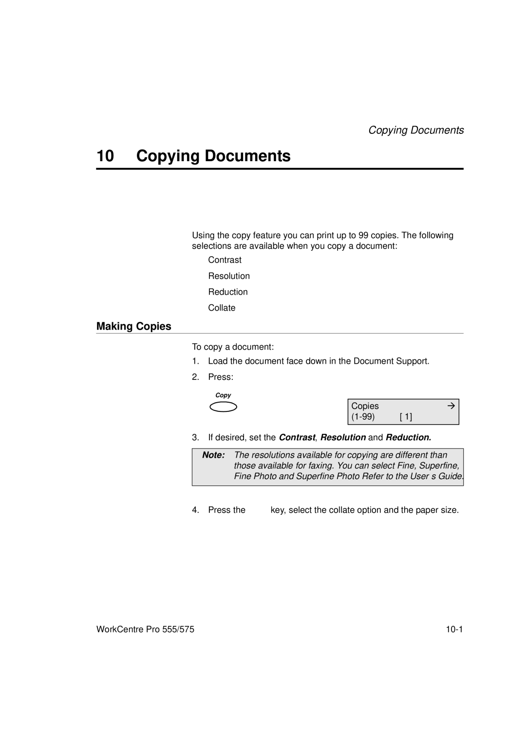 Xerox 575, 555 manual Copying Documents, Making Copies 