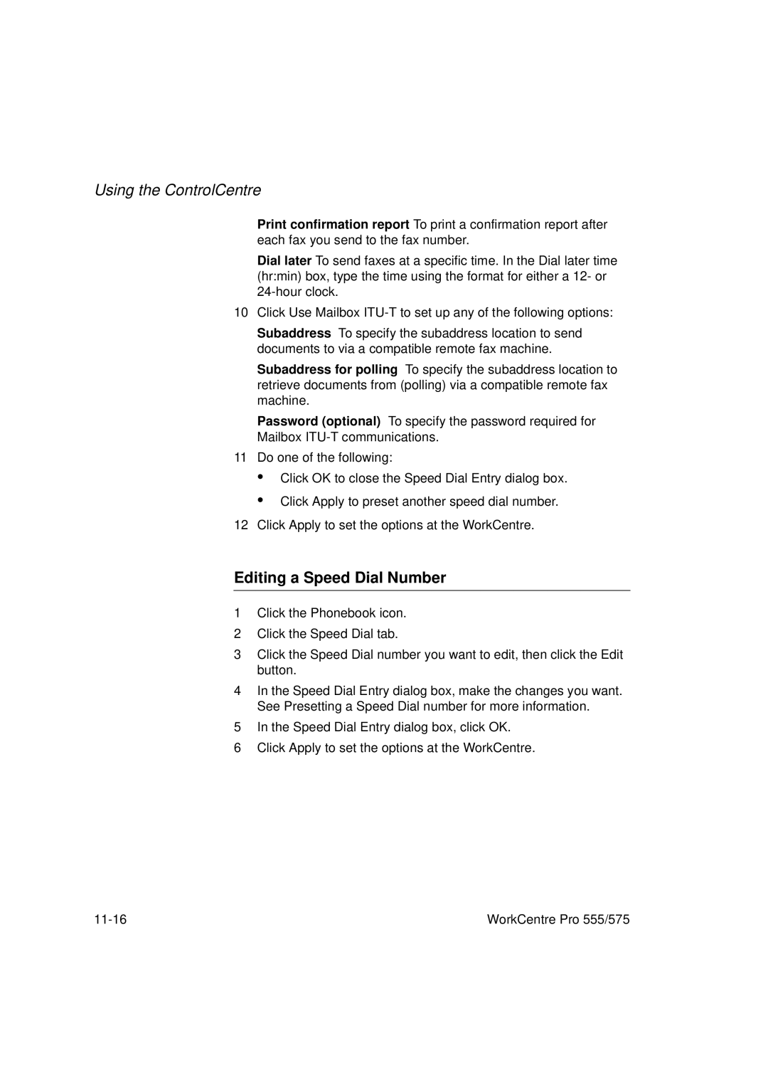 Xerox 555, 575 manual Editing a Speed Dial Number 