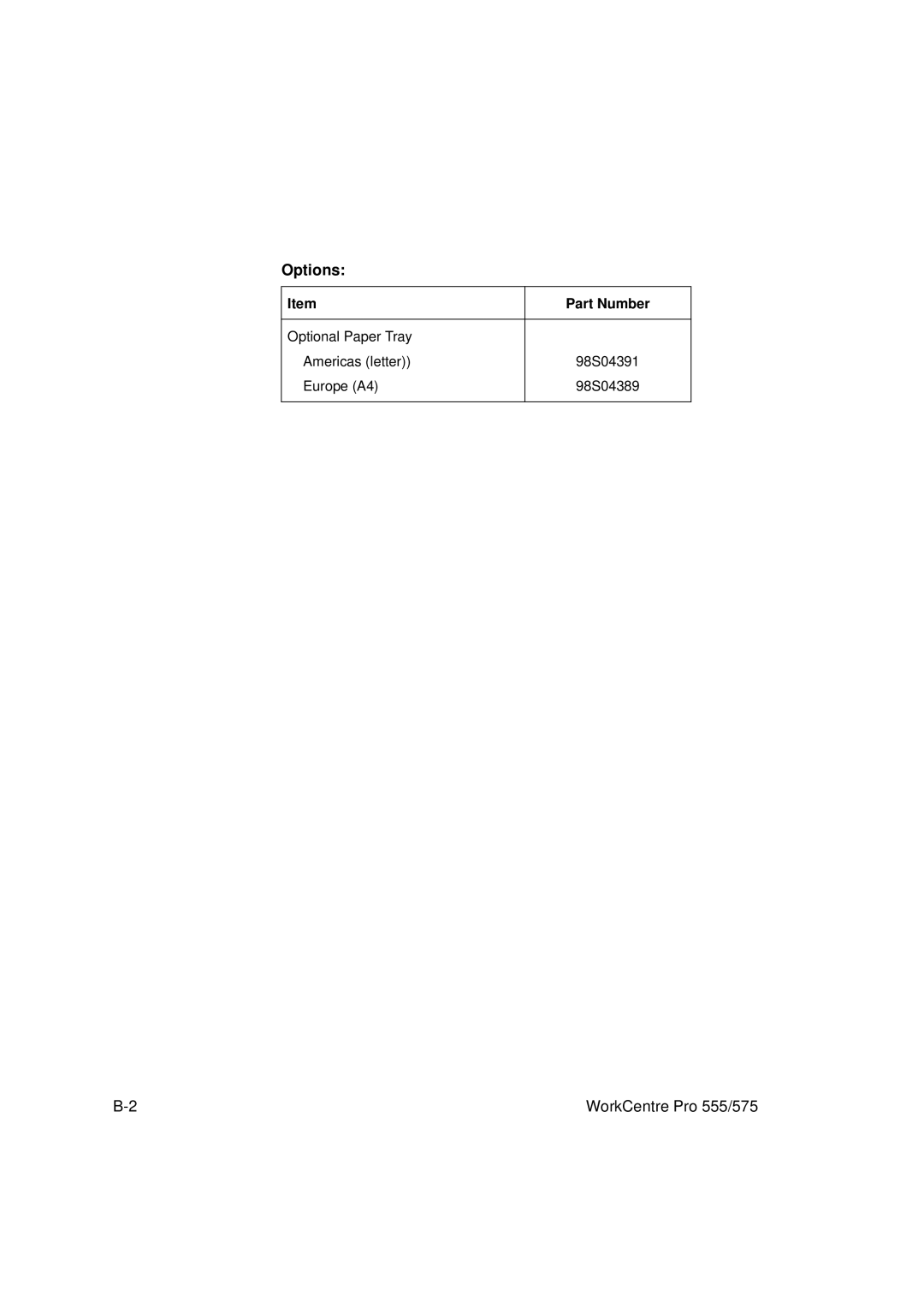 Xerox 555, 575 manual Options 