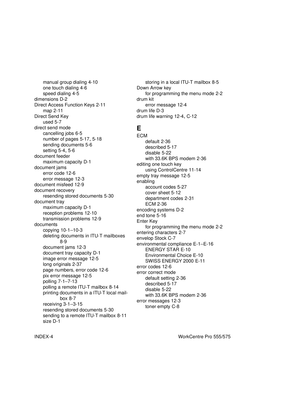 Xerox 555, 575 manual Ecm 