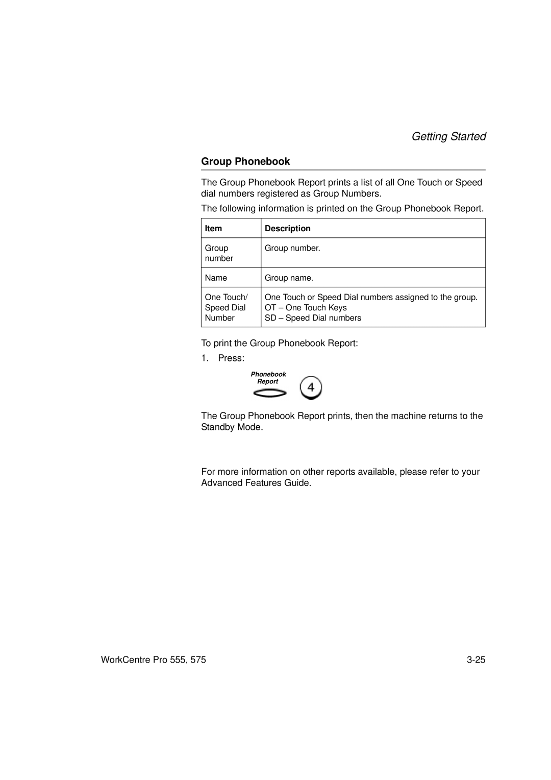 Xerox 555 manual Group Phonebook 