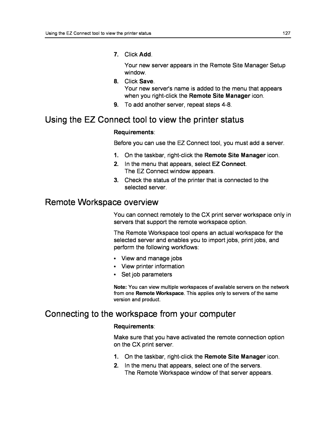 Xerox 550, 560 manual Remote Workspace overview, Connecting to the workspace from your computer, Requirements 