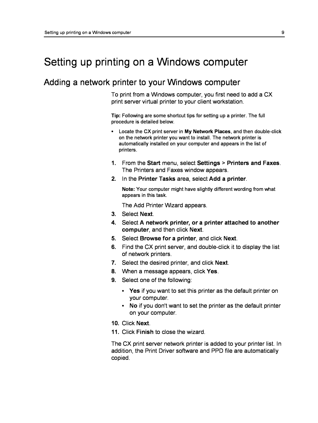 Xerox 550, 560 manual Setting up printing on a Windows computer, Adding a network printer to your Windows computer 
