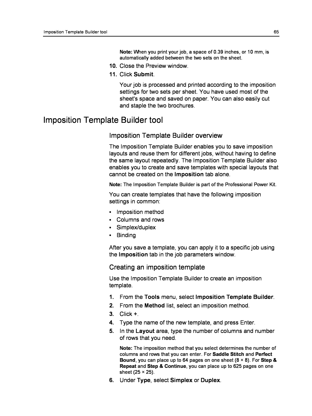 Xerox 550, 560 Imposition Template Builder tool, Imposition Template Builder overview, Creating an imposition template 