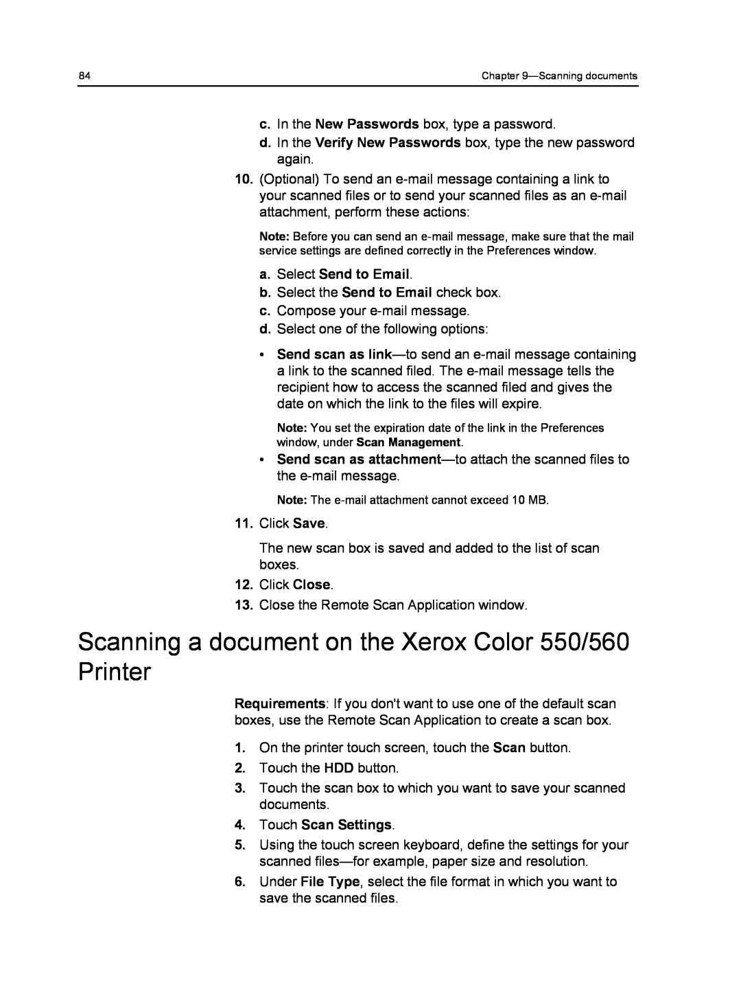 Xerox 560, 550 manual a.Select Send to Email, Touch Scan Settings 