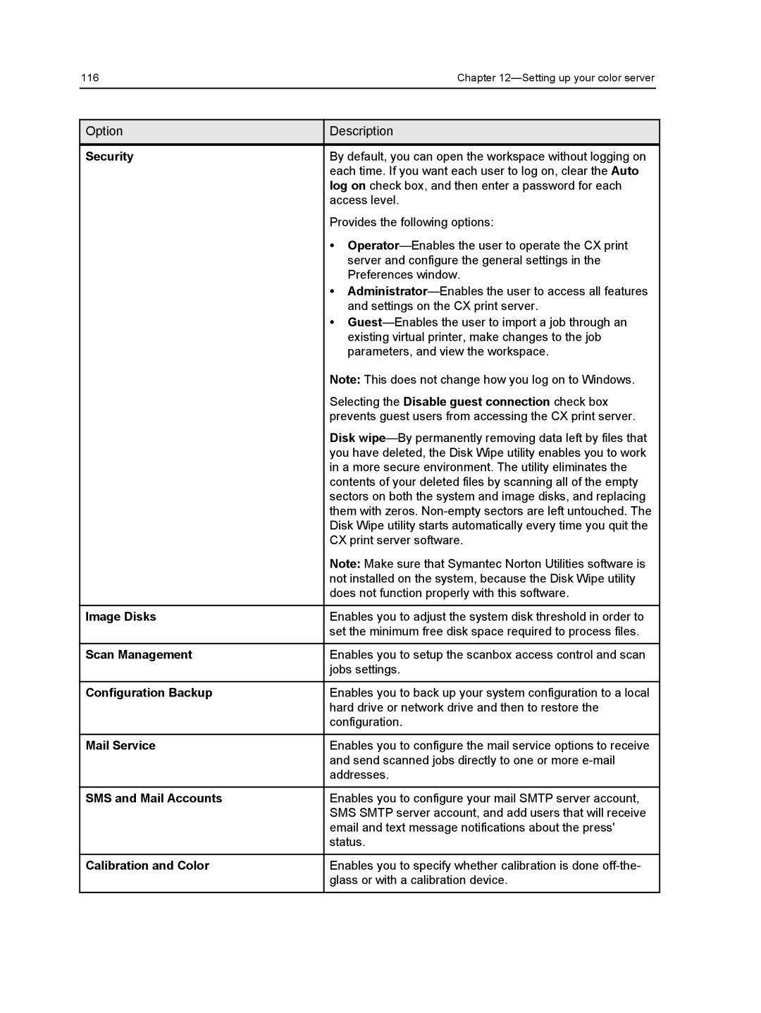 Xerox 560 Security, Selecting the Disable guest connection check box, Image Disks, Scan Management, Configuration Backup 