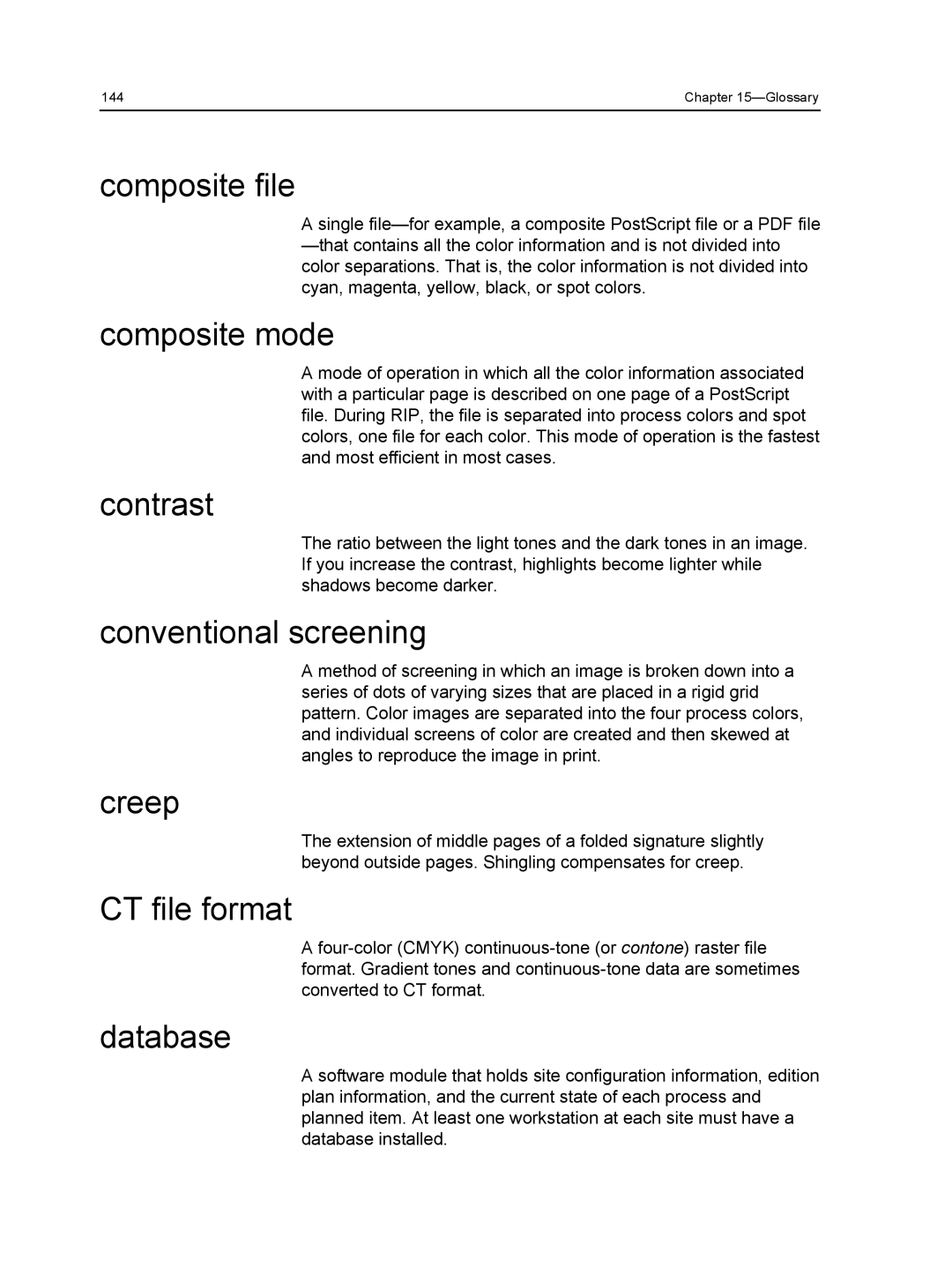 Xerox 560, 550 manual Composite file Composite mode, Contrast, Conventional screening, Creep, CT file format, Database 