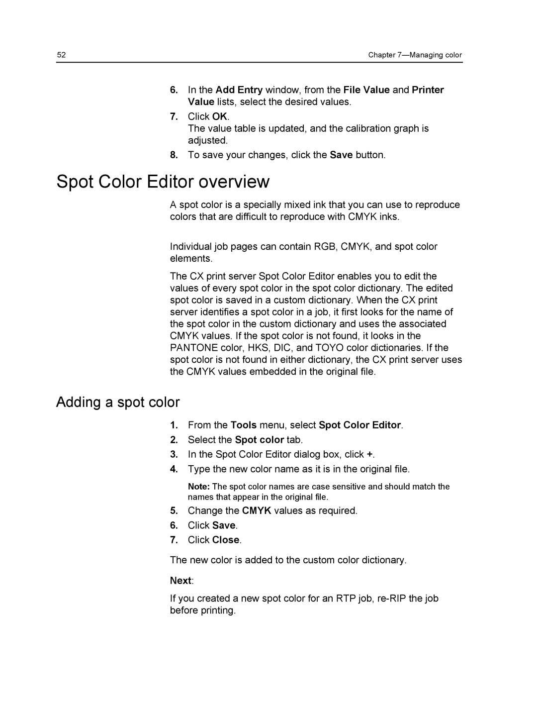 Xerox 560, 550 manual Spot Color Editor overview, Adding a spot color, Next 