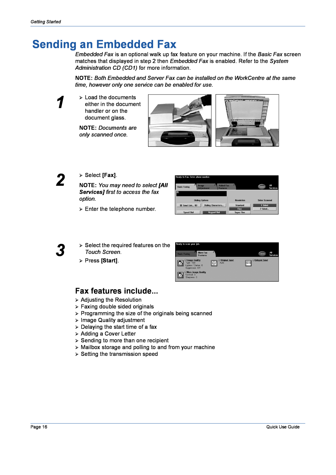 Xerox 5632 manual Sending an Embedded Fax, Fax features include 