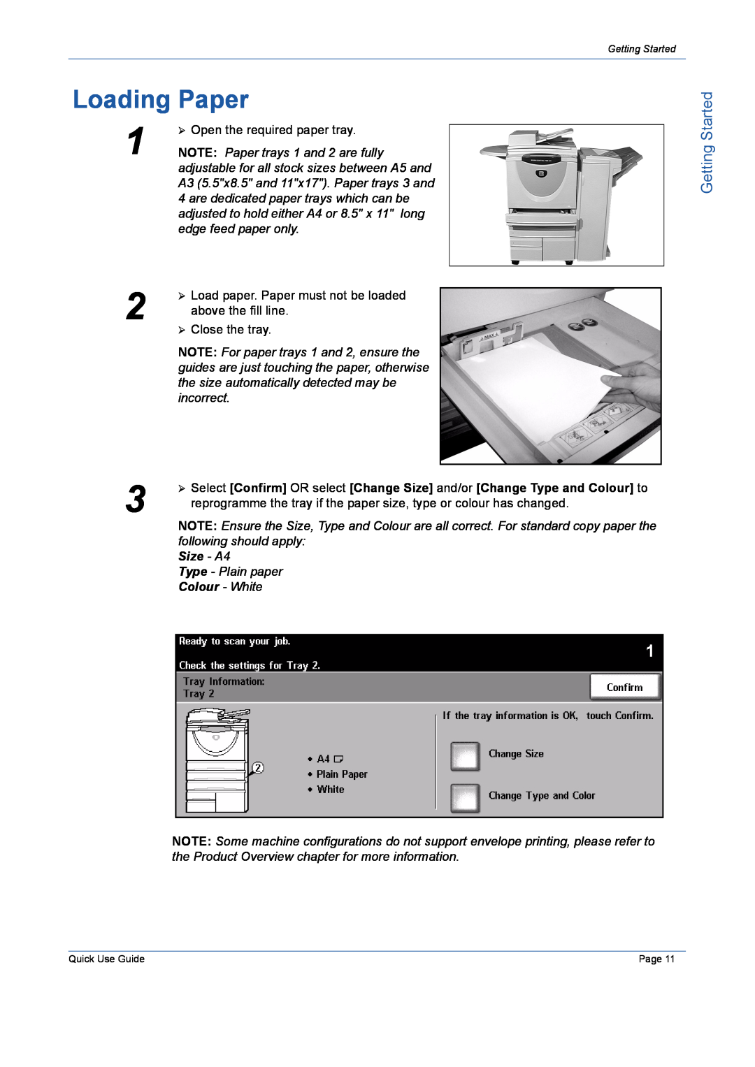 Xerox 5632 manual Loading Paper, Getting Started 
