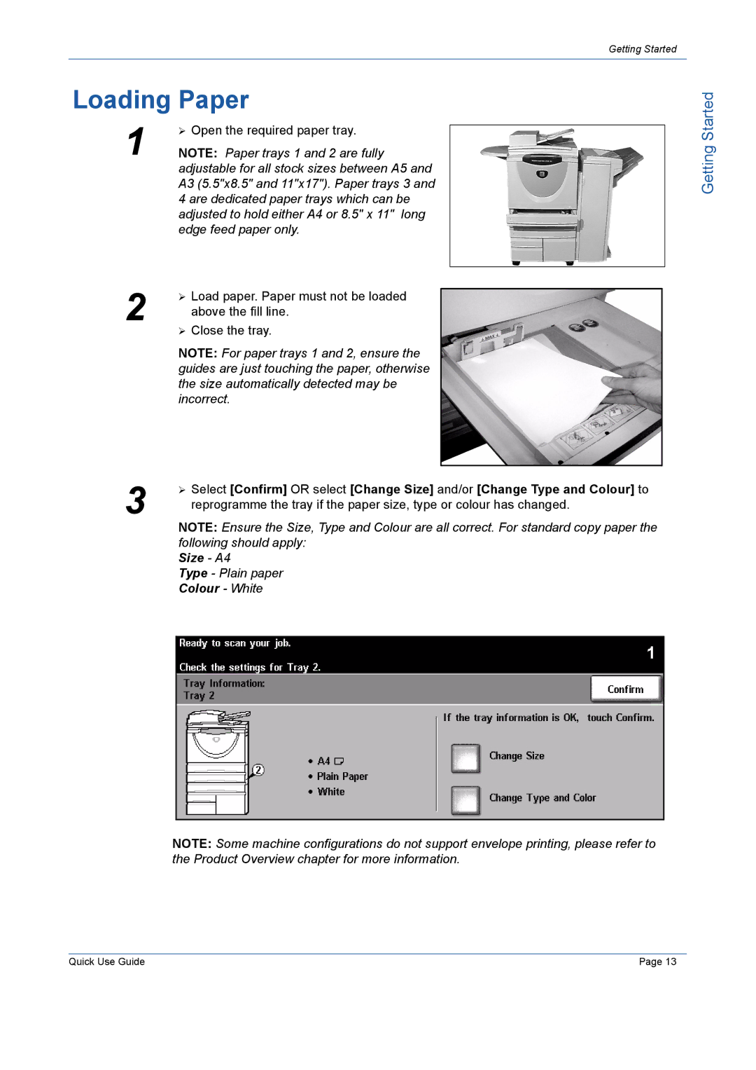 Xerox 5638, 5645, 5675, 5655, 5687, 5665 manual Loading Paper, Getting Started 