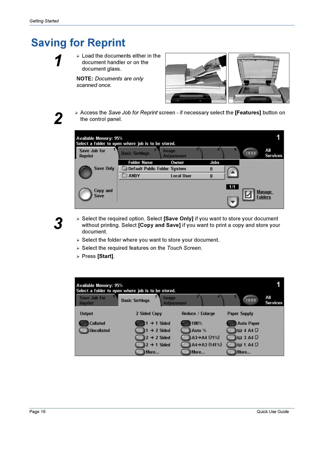 Xerox 5655, 5645, 5675, 5687, 5665, 5638 manual Saving for Reprint 