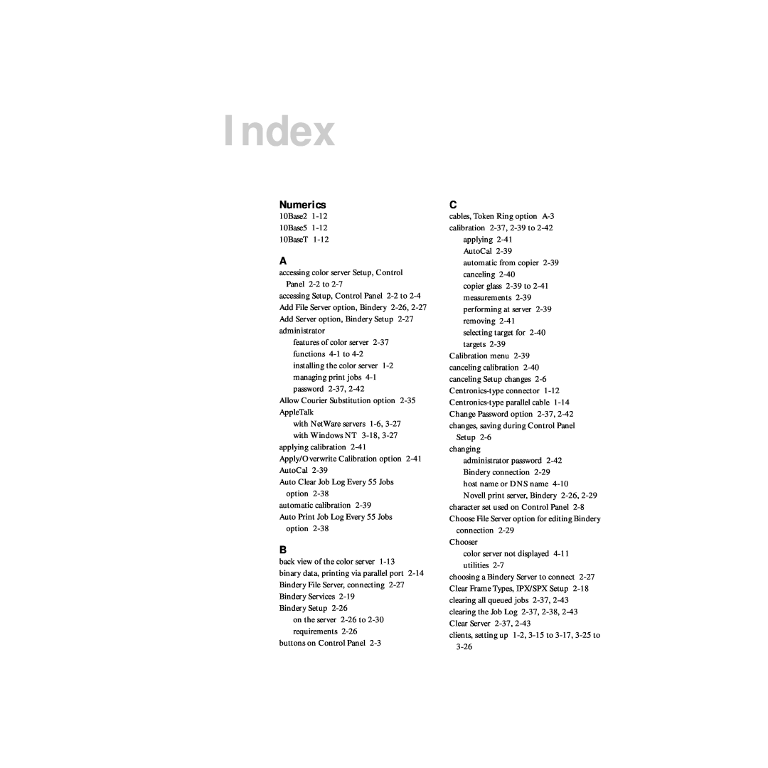 Xerox 5750 manual Index, Numerics 