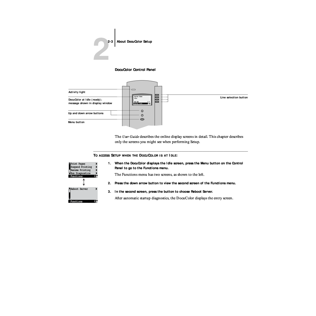 Xerox 5750 manual DocuColor Control Panel 