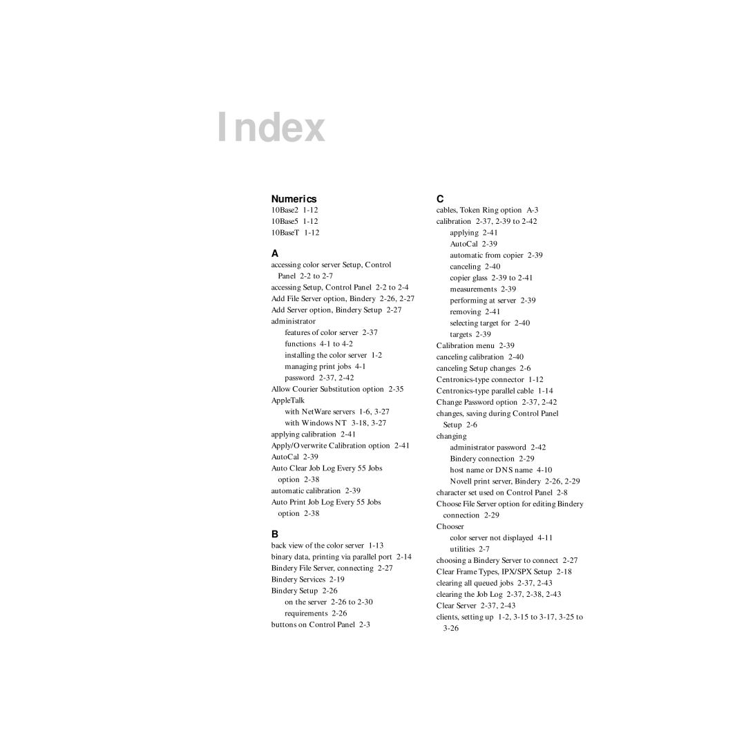 Xerox 5750 manual Index, Numerics 