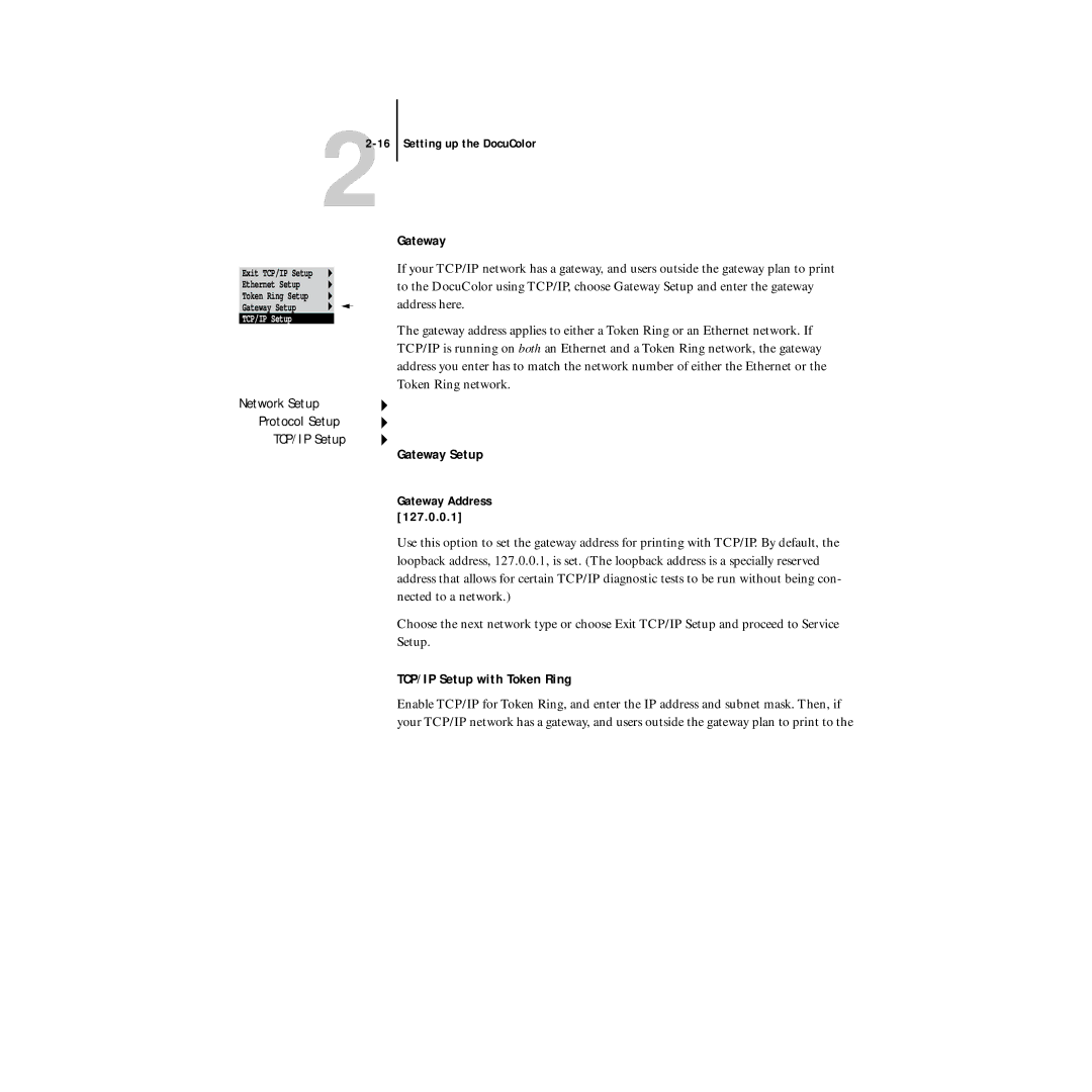 Xerox 5750 manual Gateway Setup, TCP/IP Setup with Token Ring 