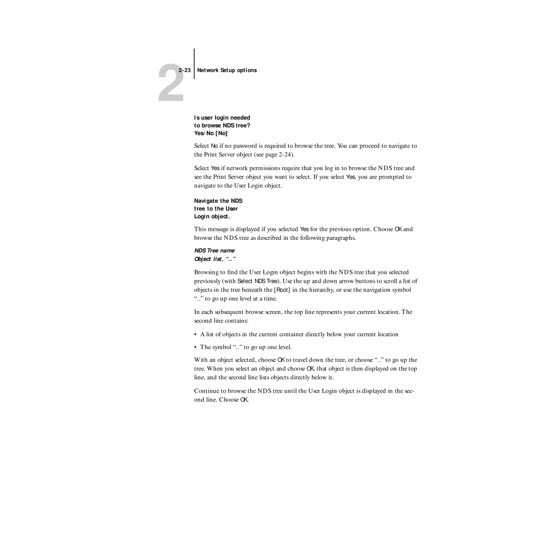 Xerox 5750 manual NDS Tree name Object list, Navigate the NDS tree to the User Login object 