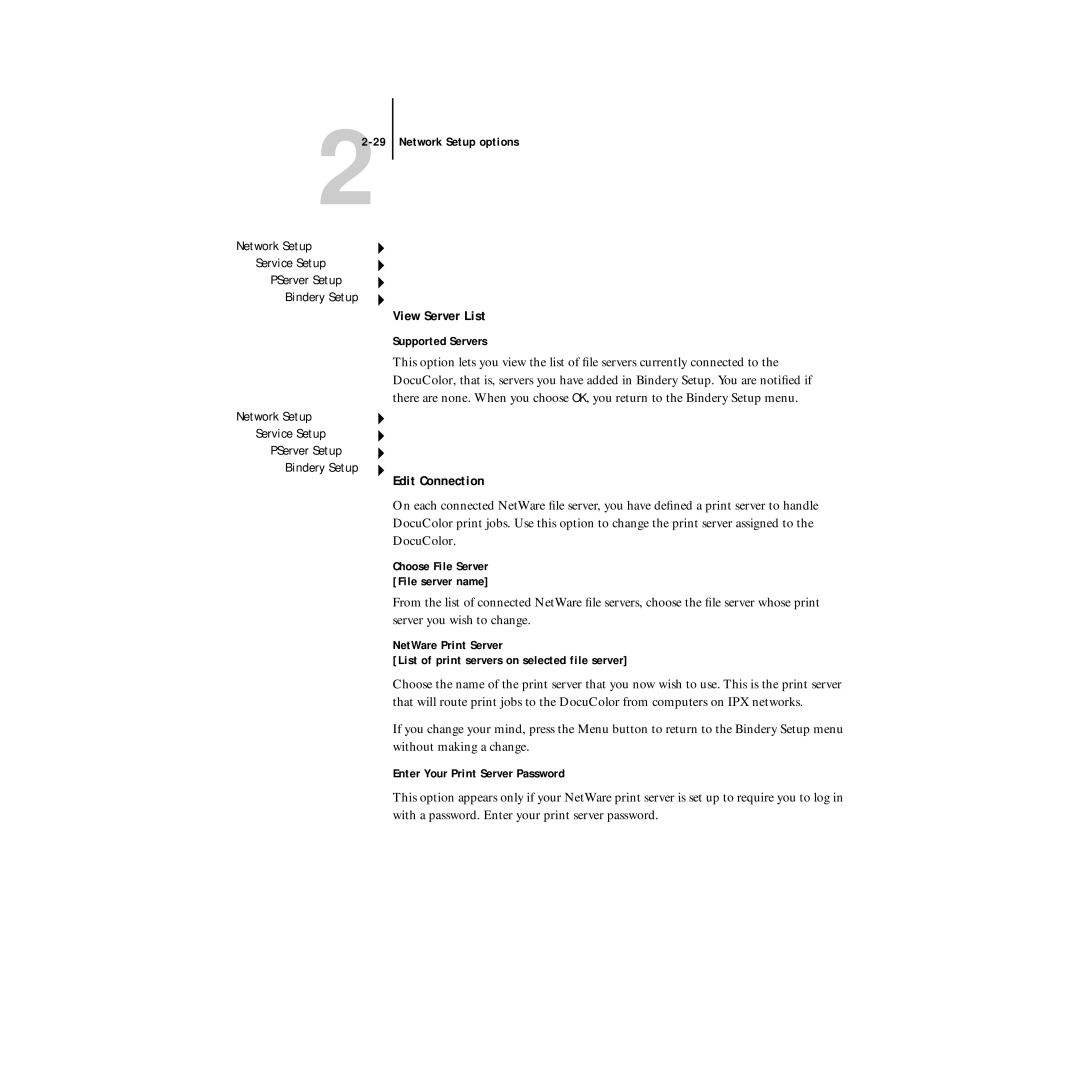 Xerox 5750 manual View Server List, Edit Connection, Supported Servers 