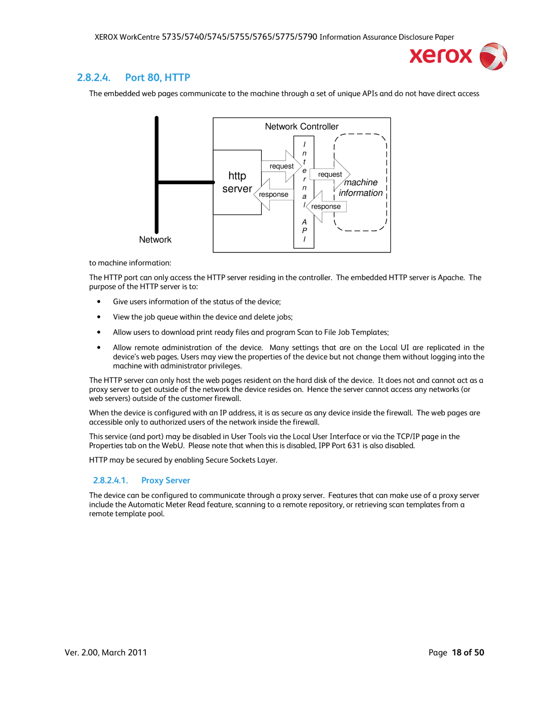 Xerox 5790, 5775, 5745, 5740, 5735, 5755 manual Port 80, Http, Server 