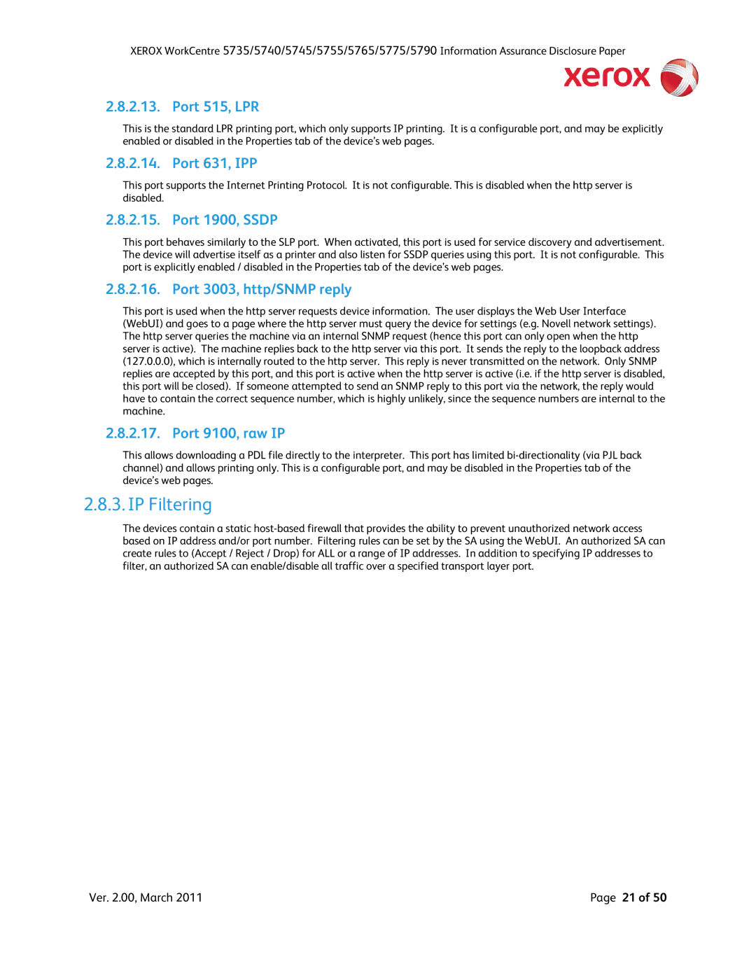 Xerox 5740, 5790, 5775, 5745, 5735, 5755 manual IP Filtering 