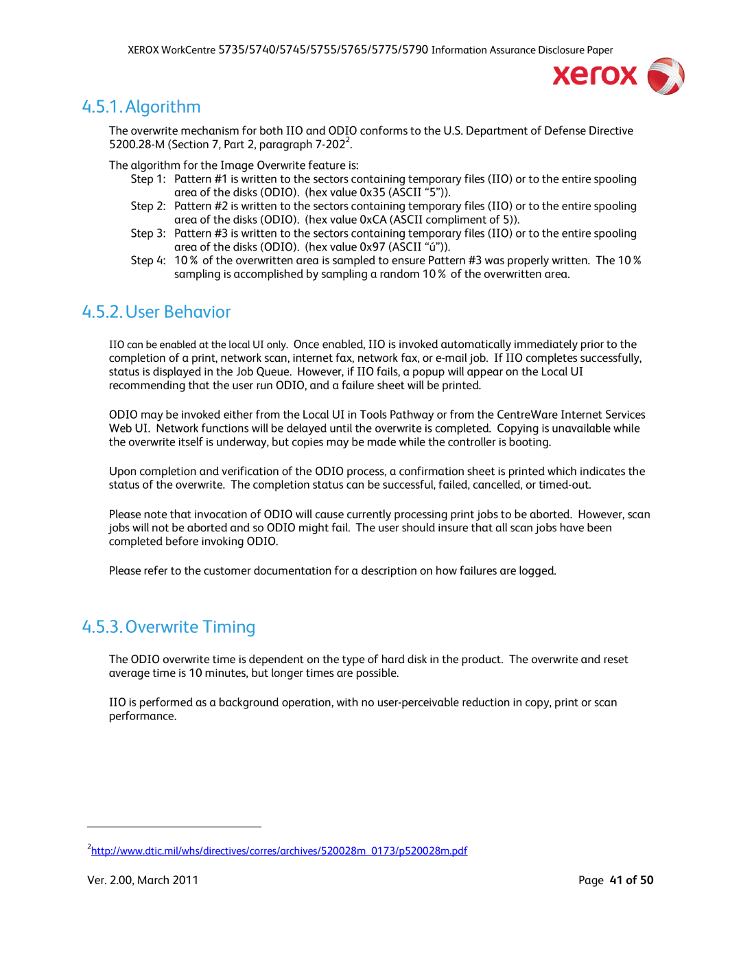 Xerox 5755, 5790, 5775, 5745, 5740, 5735 manual Algorithm, User Behavior, Overwrite Timing 