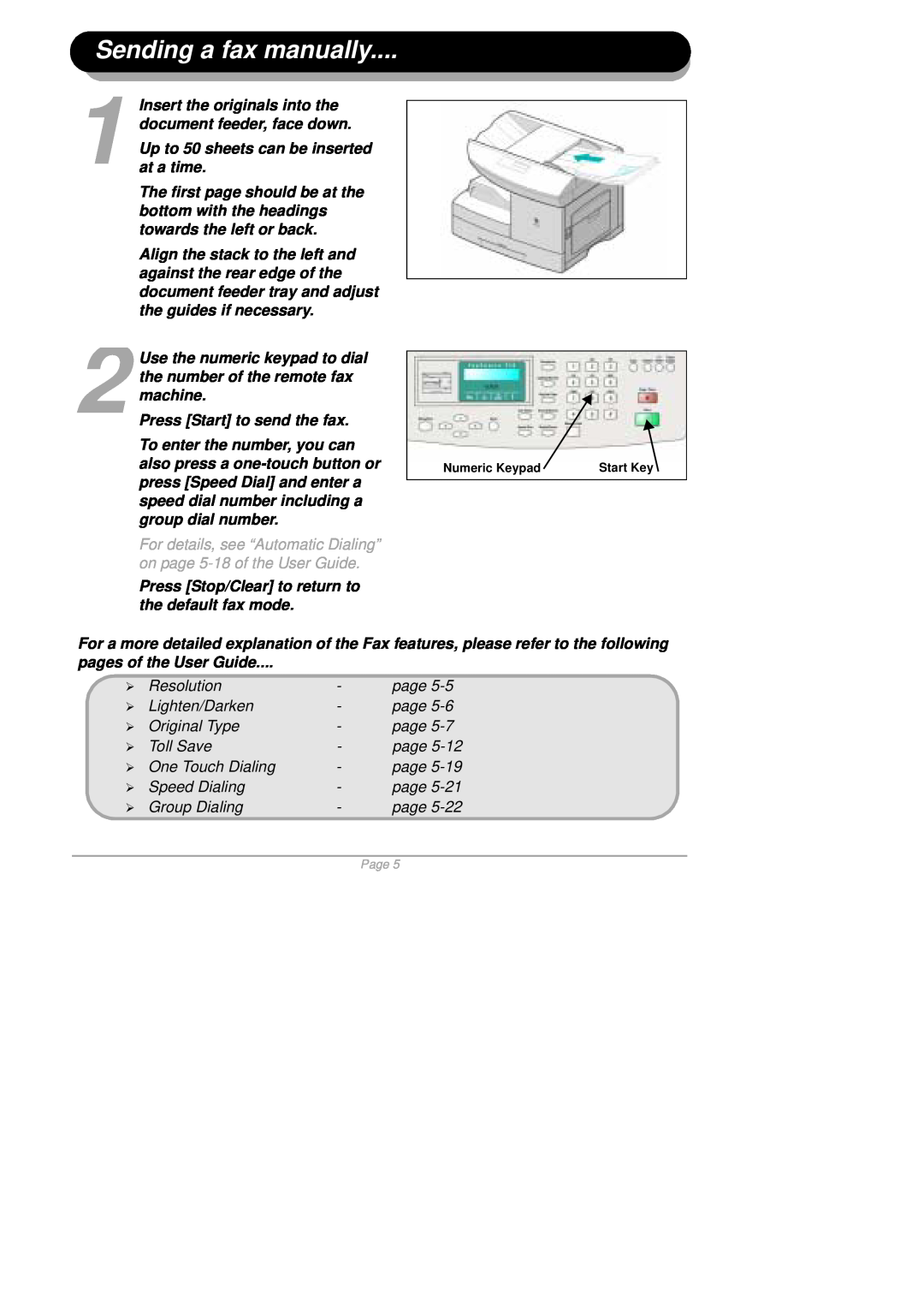 Xerox 602E97930 quick start Sending a fax manually, For details, see “Automatic Dialing” on page 5-18 of the User Guide 