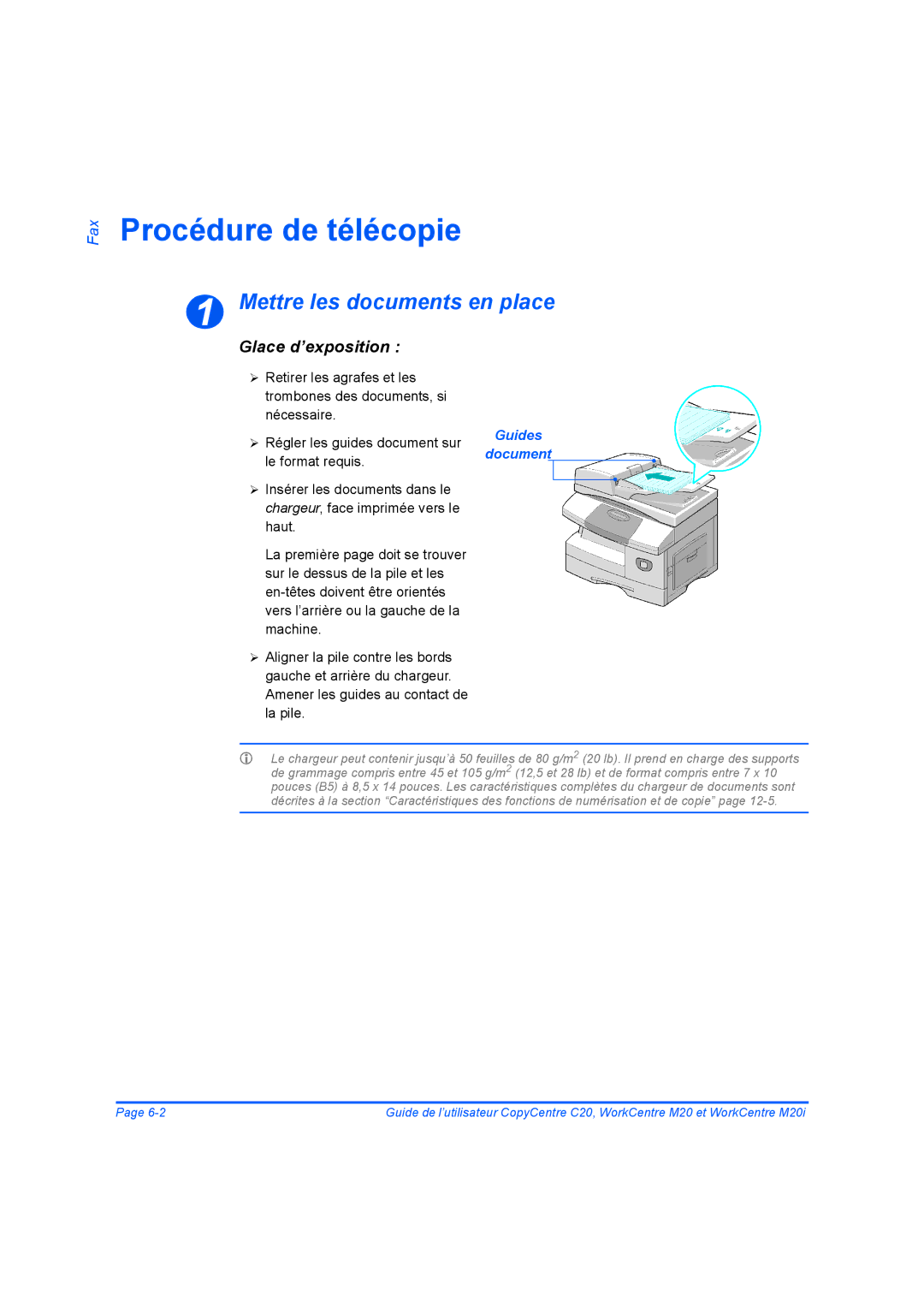 Xerox 604E07780 manual Procédure de télécopie, Guides Document 