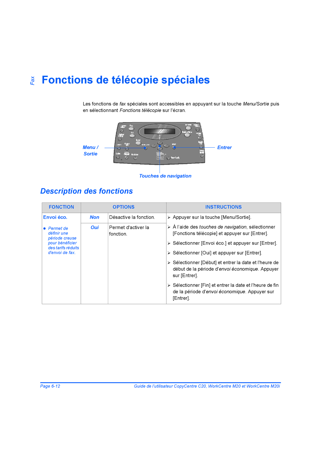 Xerox 604E07780 manual Fonctions de télécopie spéciales, Envoi éco 