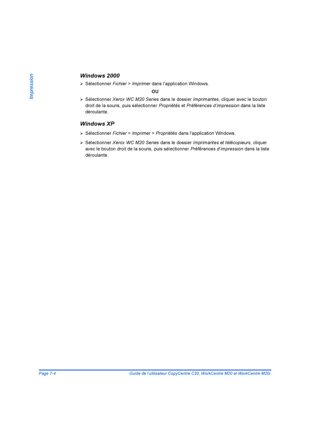 Xerox 604E07780 manual Windows XP 