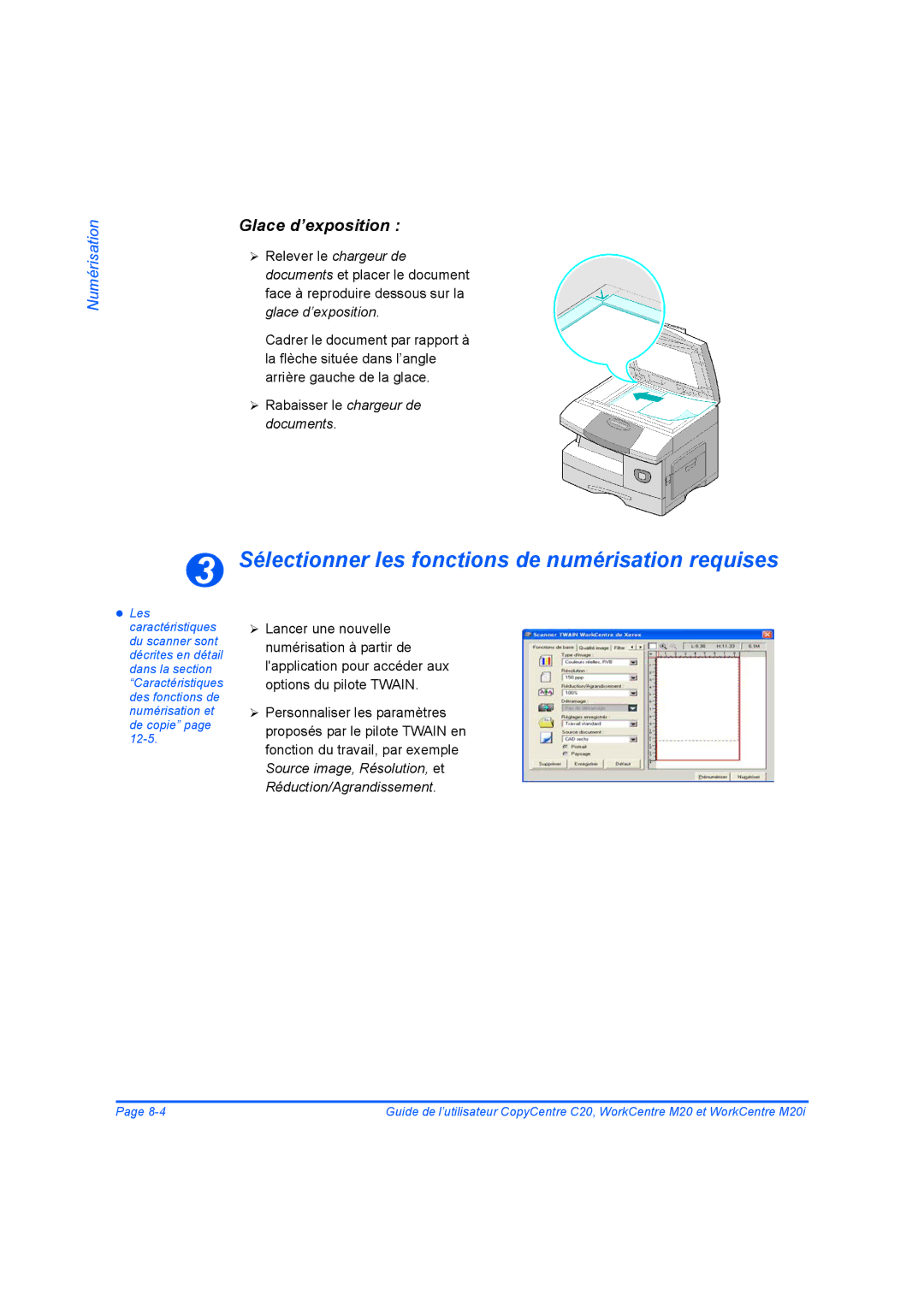 Xerox 604E07780 manual Sélectionner les fonctions de numérisation requises 